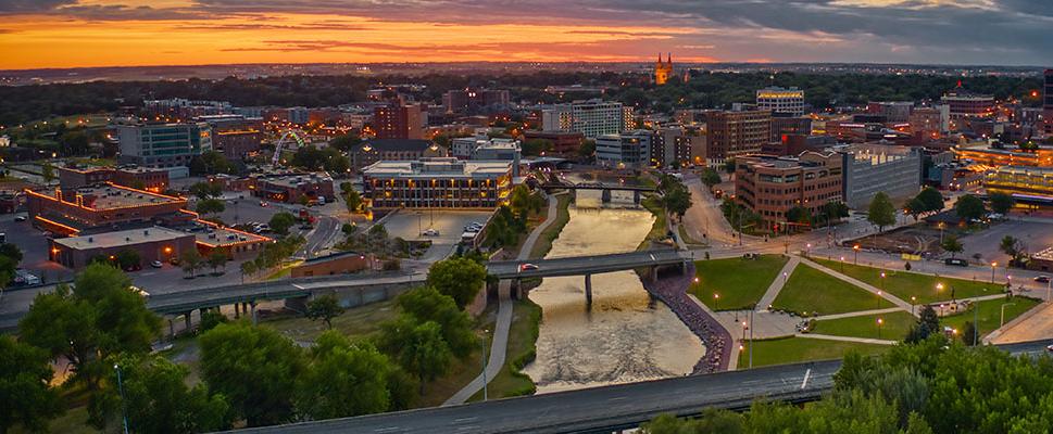 Sioux Falls skyline at sunset